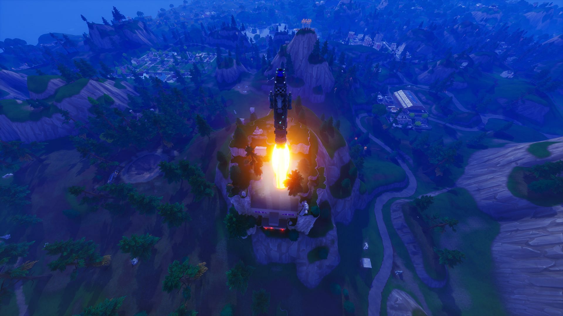 The rocket takes off and shoots towards the sky (Image via Sportskeeda Gaming || Epic Games)